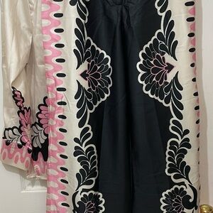 Black and Pink Jumpsuit with Floral Embroidery